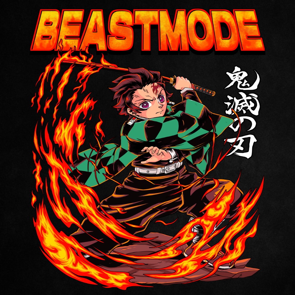 Tanjiro Beastmode (Backprint) - Oversized Shirt