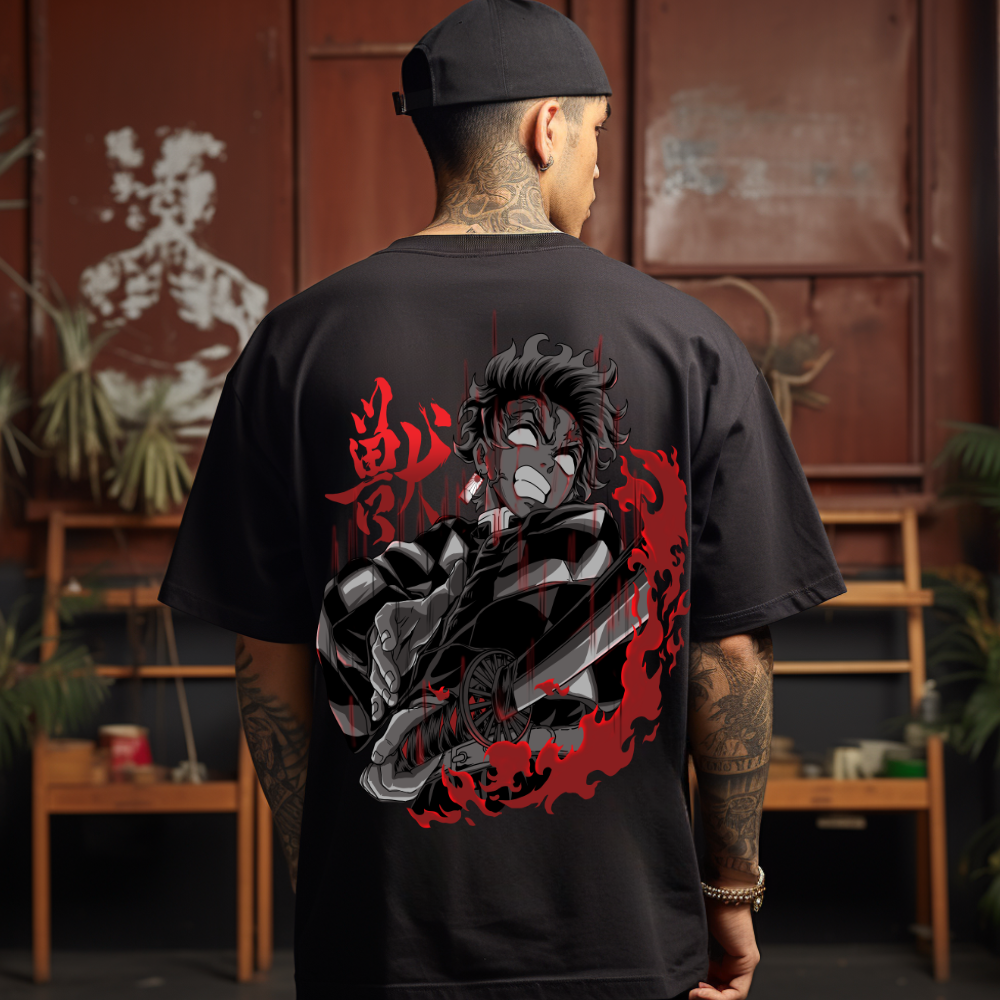 Tanjiro Rage (Backprint) - Oversized Shirt