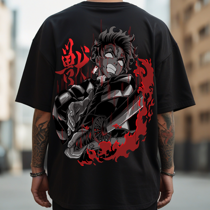 Tanjiro Rage (Backprint) - Oversized Shirt