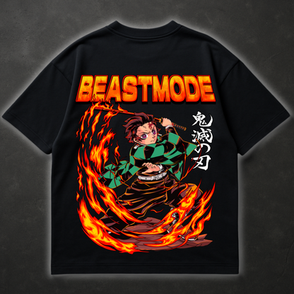 Tanjiro Beastmode (Backprint) - Oversized Shirt